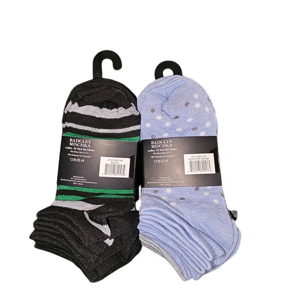 Badgley Mischka No Show  Black and Gray Socks - Picture 2 of 2